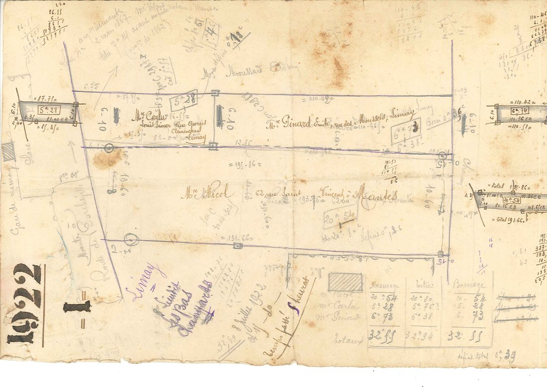 Plan de bornage manuscrit de Limay, 1922