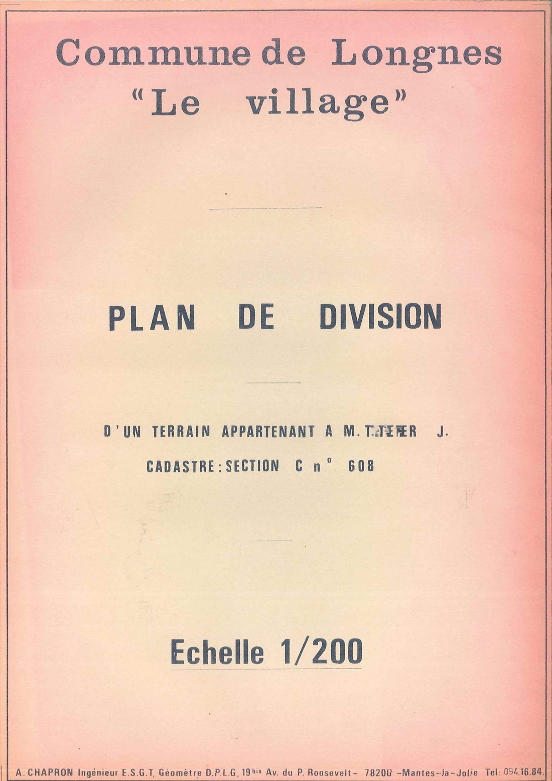 Plan de division au Village, Longnes, cabinet A. Chapron